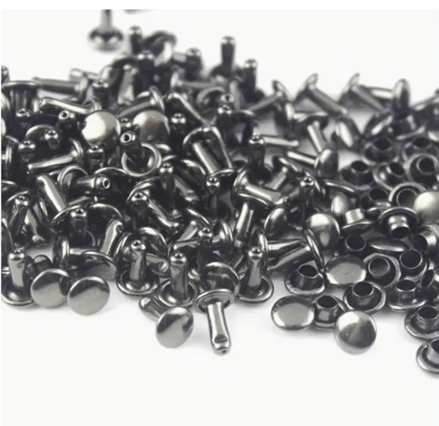 15 Rivets à frapper Métalliques à double capuchon Couleur argent 12mmx12mm
