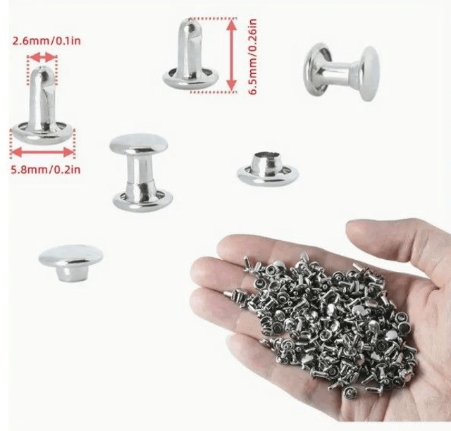 15 Rivets à frapper Métalliques à double capuchon Couleur argent 12mmx12mm
