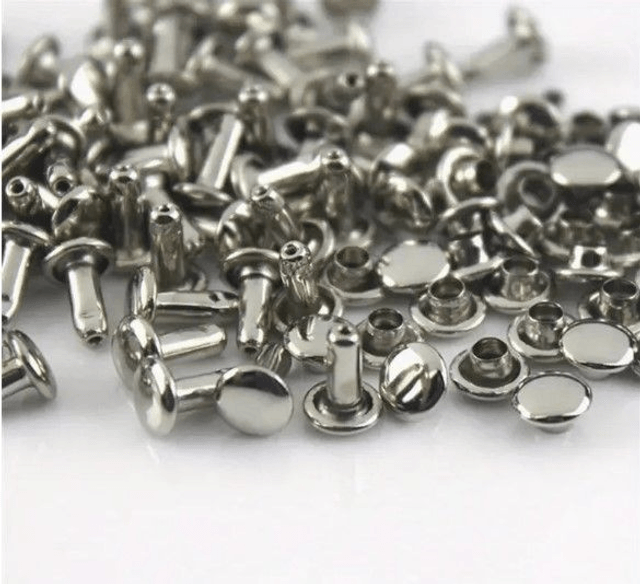 15 Rivets à frapper Métalliques à double capuchon Couleur argent 12mmx12mm